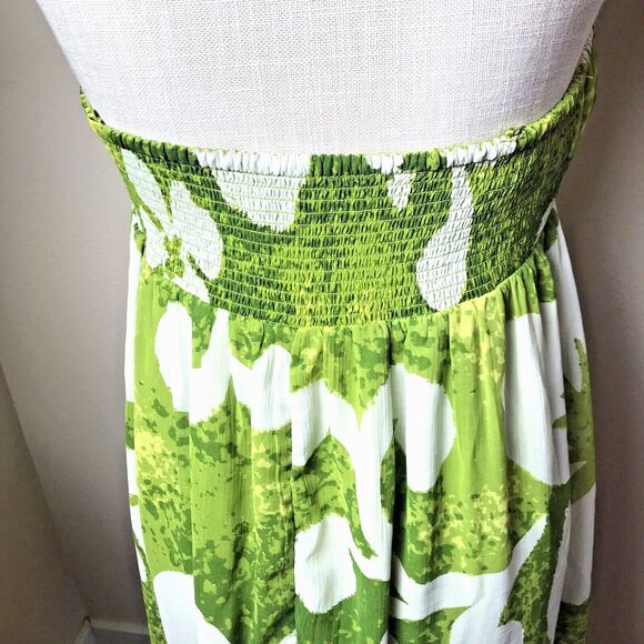 URBAN OUTFITTERS Davina Bandeau Green & White Tie Front Mini Dress Size Large - Picture 6 of 9